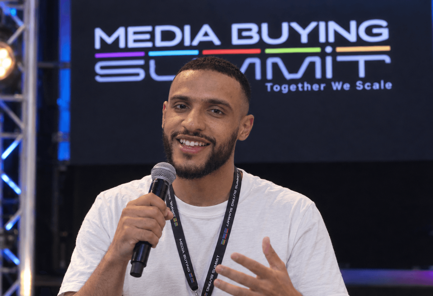 Abdeljebbar Bouftih speaking at a media buying summit